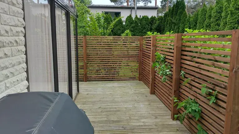 Wooden fences in evening light