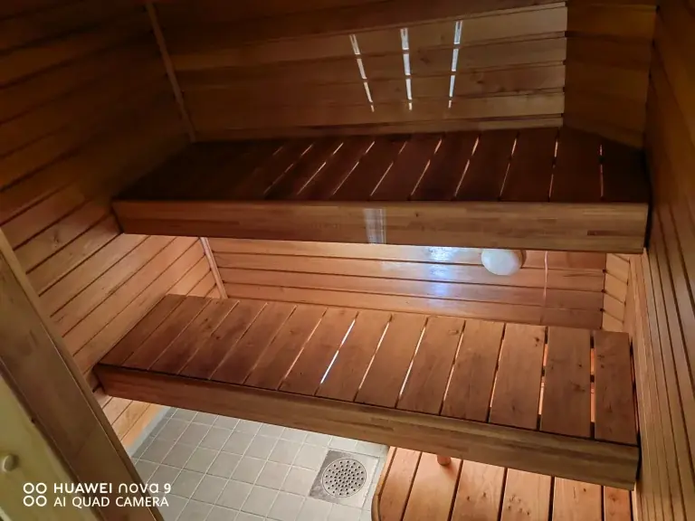 Finished sauna, steam room detail