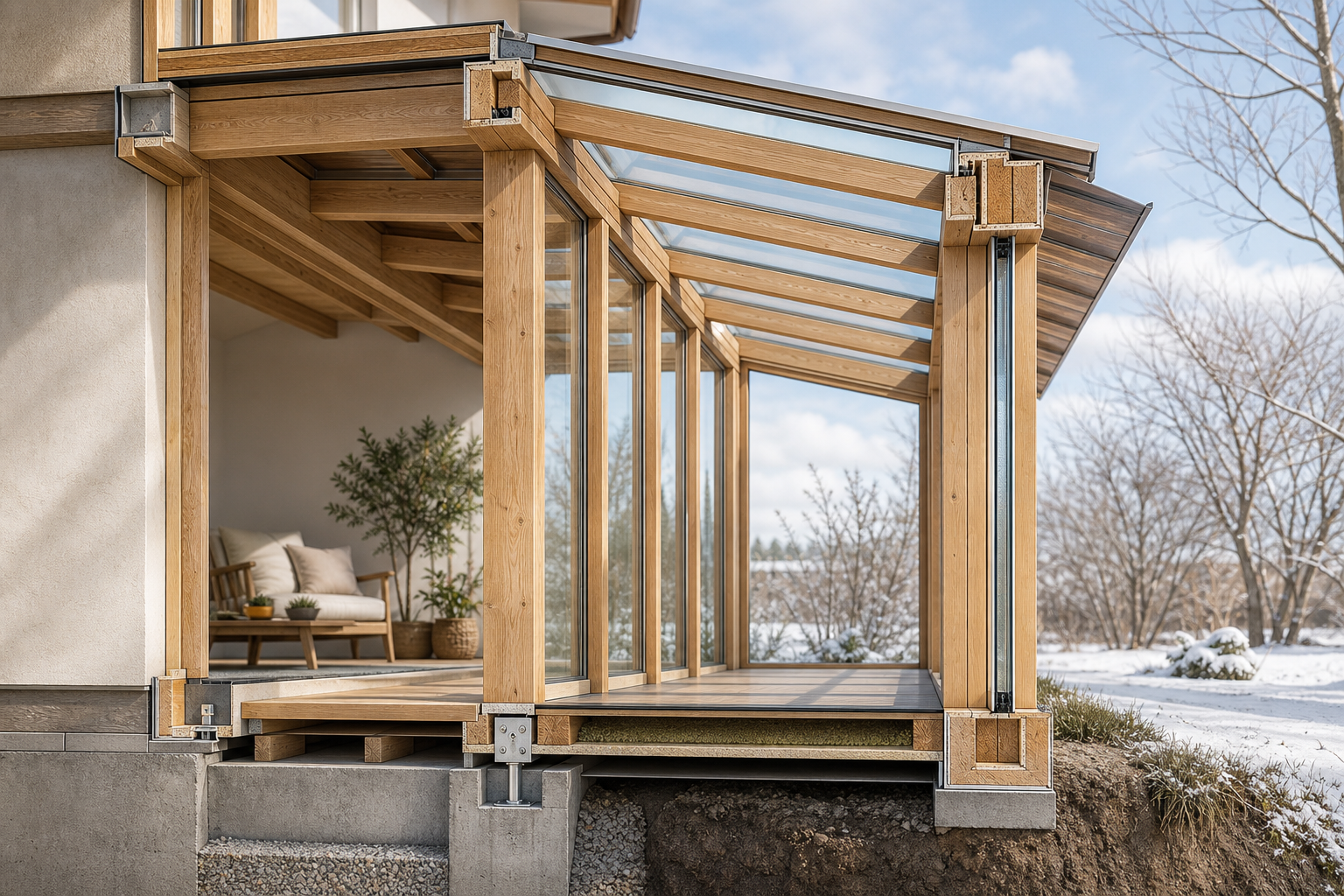 Winter garden timber frame structure