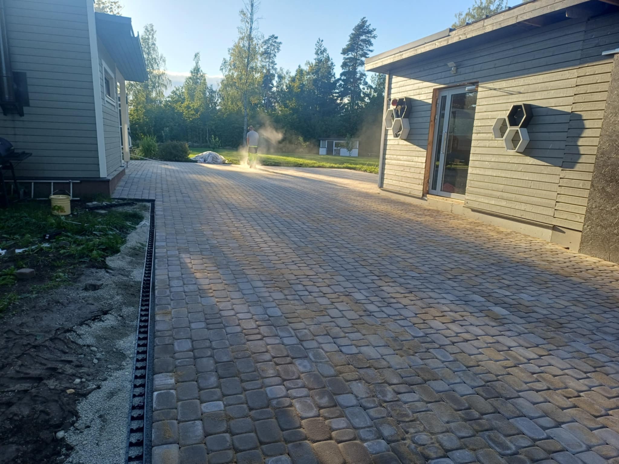 Edging stones and walkway installation