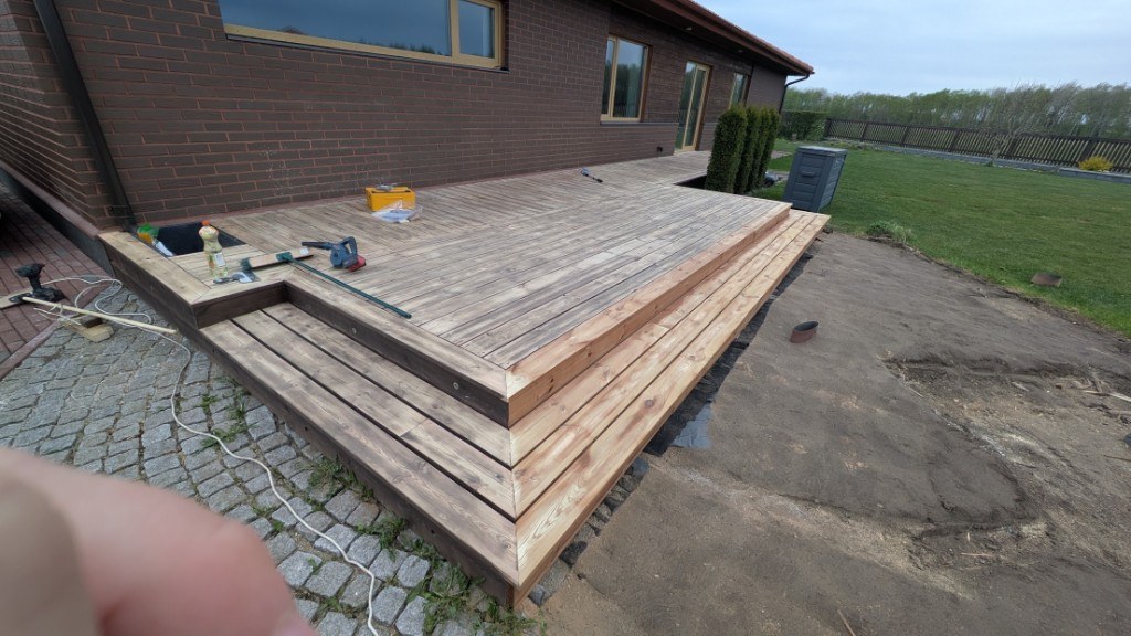 Terrace sanding in progress
