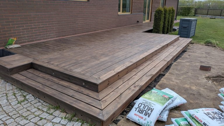 Finished oiled terrace after restoration